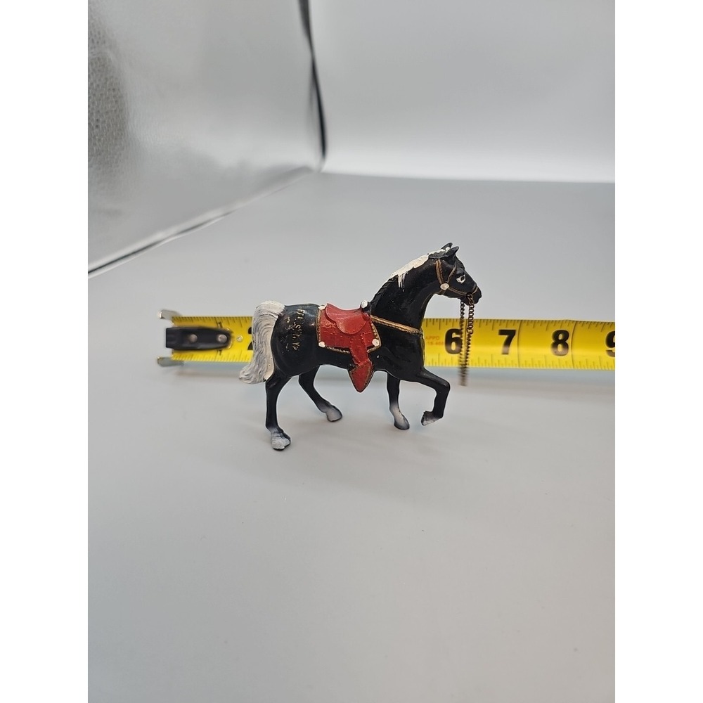 Hand Painted All Cast Metal Western Black Horse Niagra Falls‎ w/Saddle 5" T x 5"